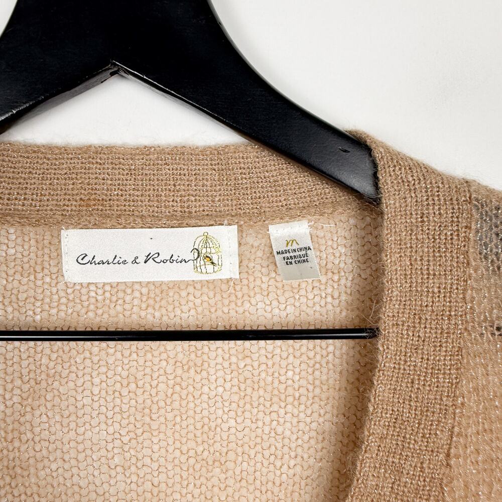Charlie & Robin Anthropologie Knit Beige Cardigan Sweater - M - Picture 4 of 10